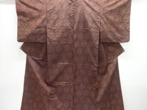 亀甲に草葉模様織出し西陣伝承紬着物アンサンブル